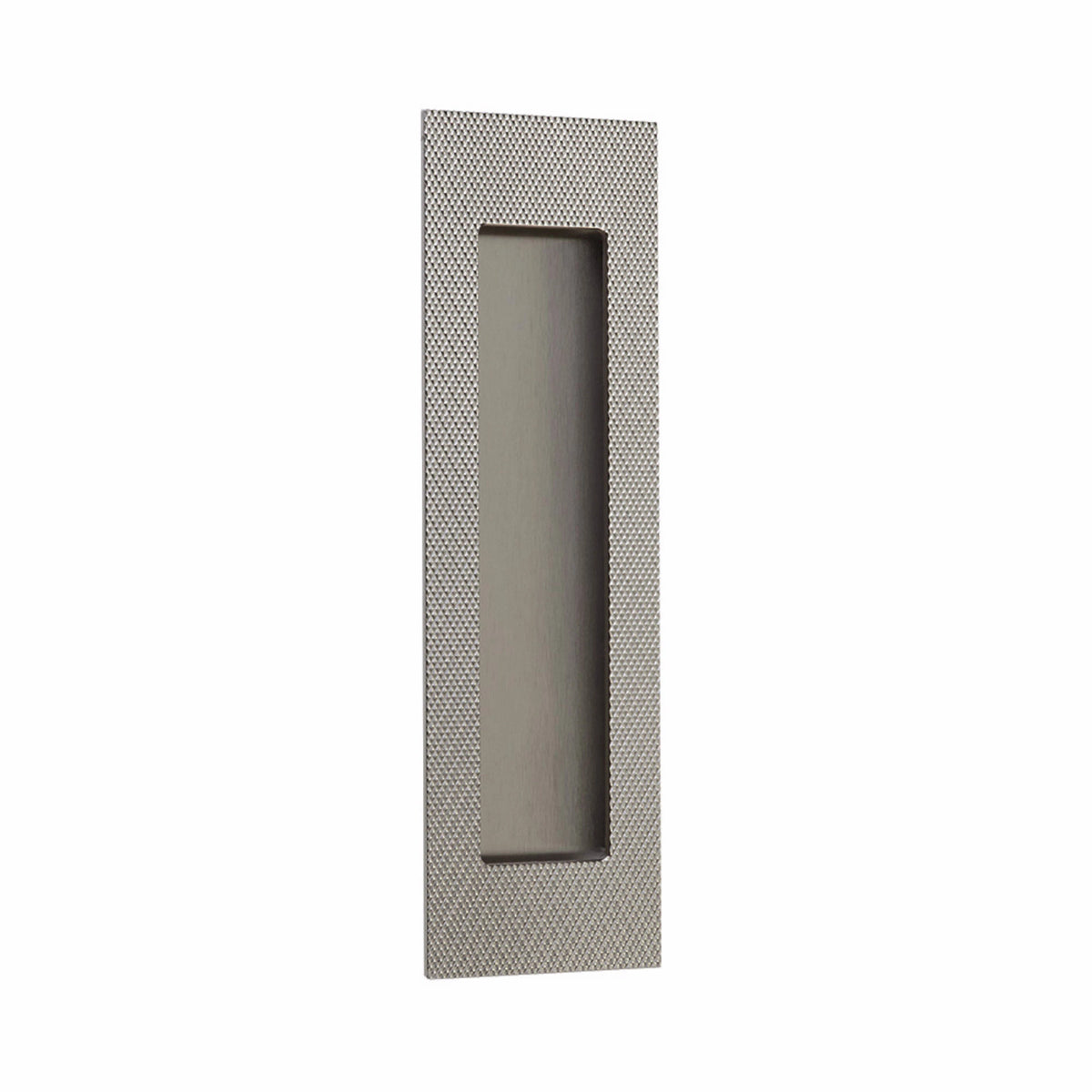Emtek Modern Rectangular Knurled Flush Pull with Plain Pocket - 222304, 222307 - Pewter, 7