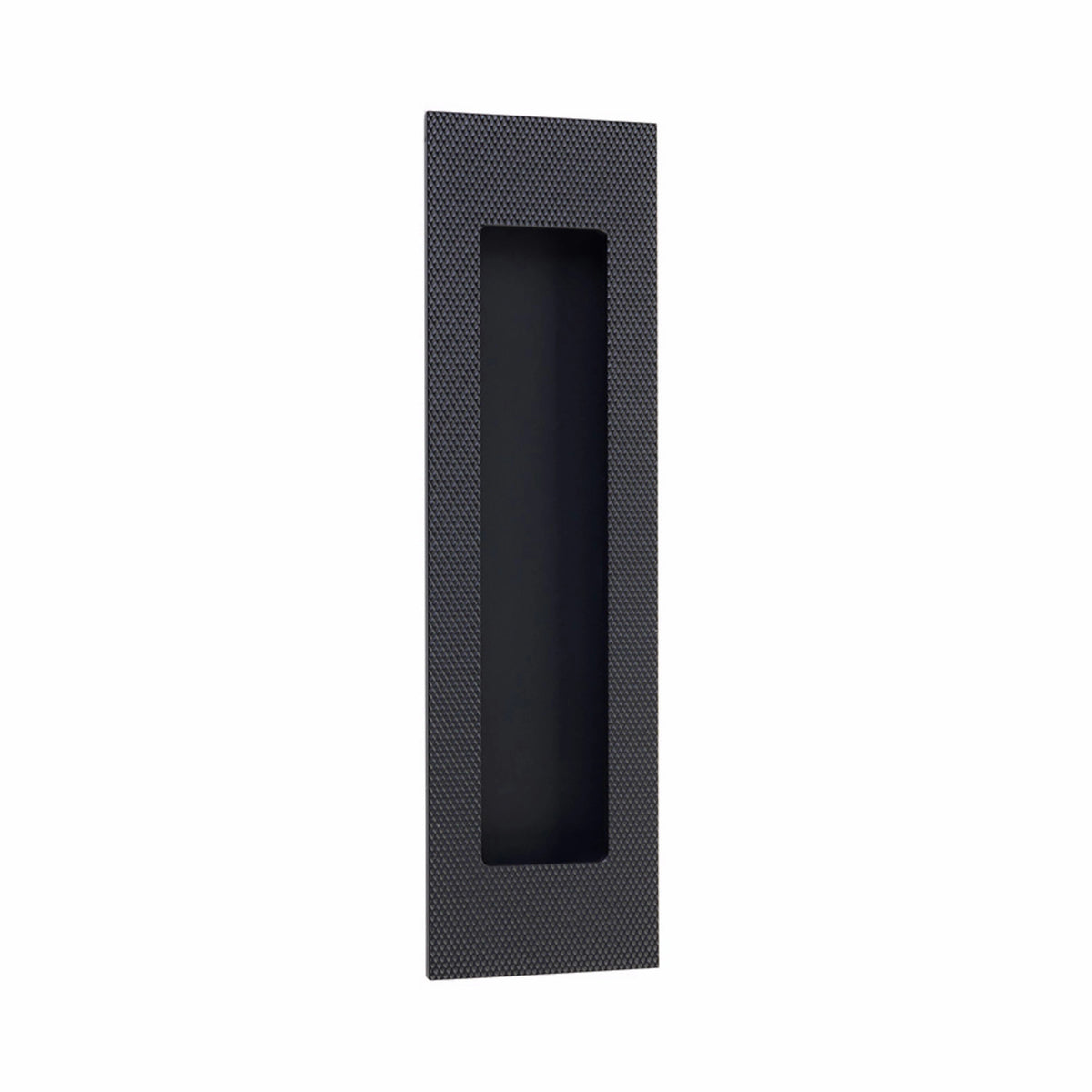 Emtek Modern Rectangular Knurled Flush Pull with Plain Pocket - 222304, 222307 - Flat Black, 7