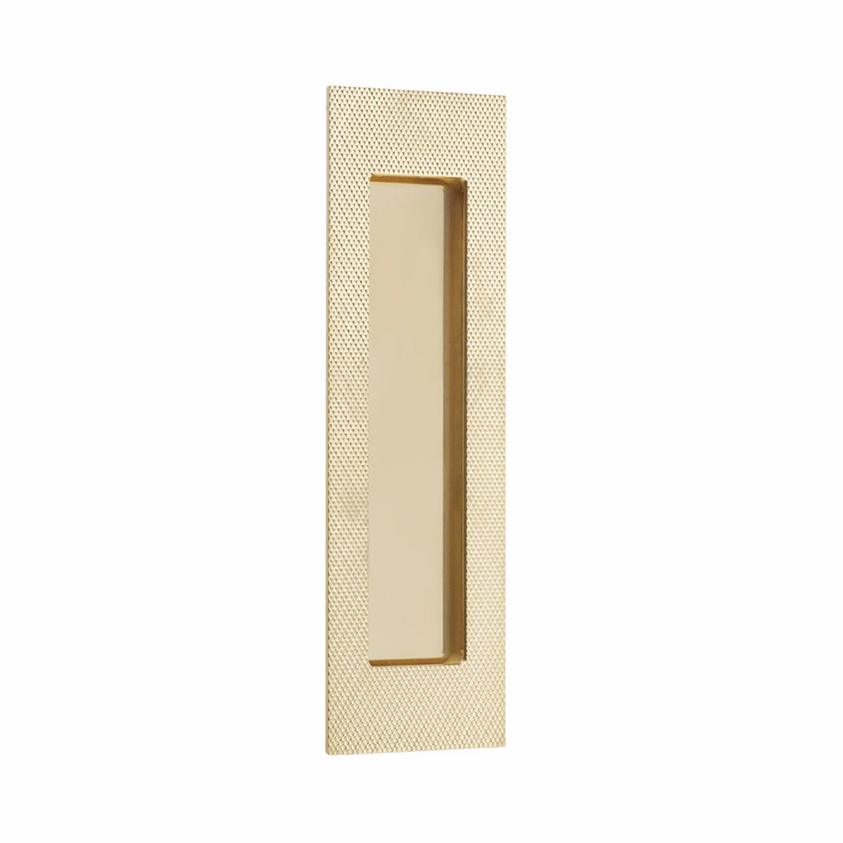 Emtek Modern Rectangular Knurled Flush Pull with Plain Pocket - 222304, 222307 - Polished Brass, 7