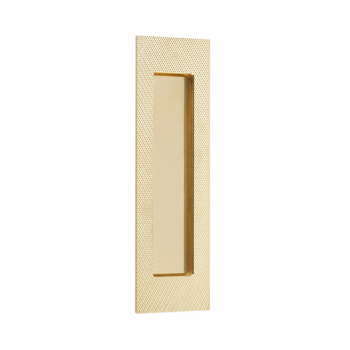 Emtek Modern Rectangular Knurled Flush Pull with Plain Pocket - 222304, 222307 - Unlacquered Brass, 7