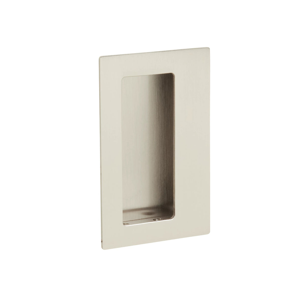 Emtek Brass Rectangular Flush Pull with Offset Pocket - 222350 - Satin Nickel