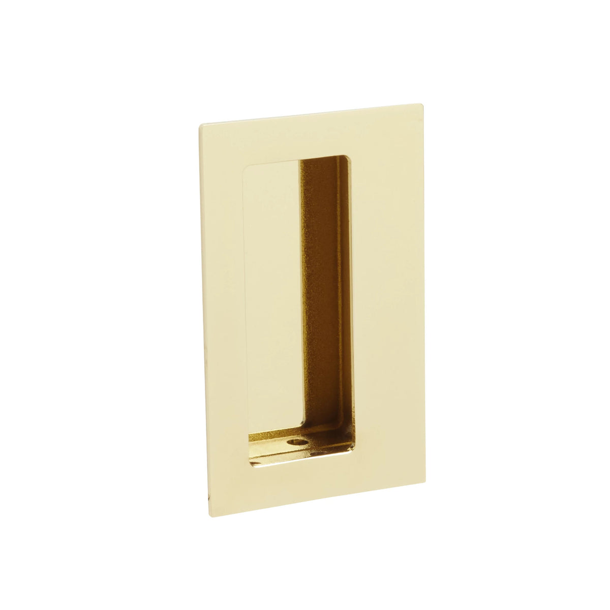 Emtek Brass Rectangular Flush Pull with Offset Pocket - 222350 - Polished Brass