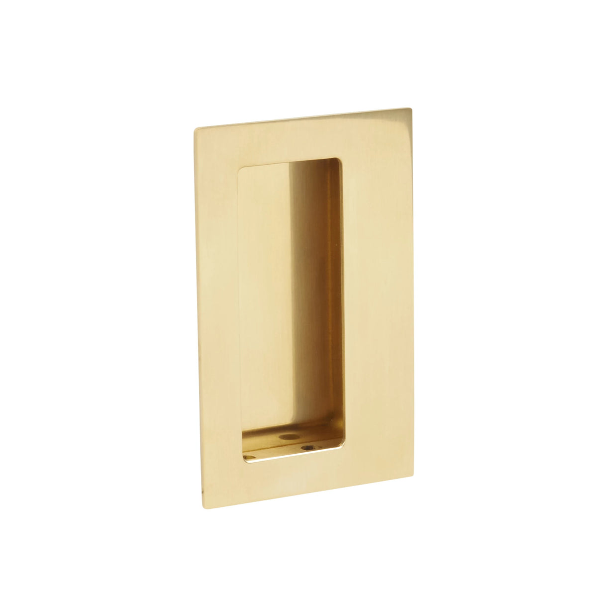 Emtek Brass Rectangular Flush Pull with Offset Pocket - 222350 - Unlacquered Brass