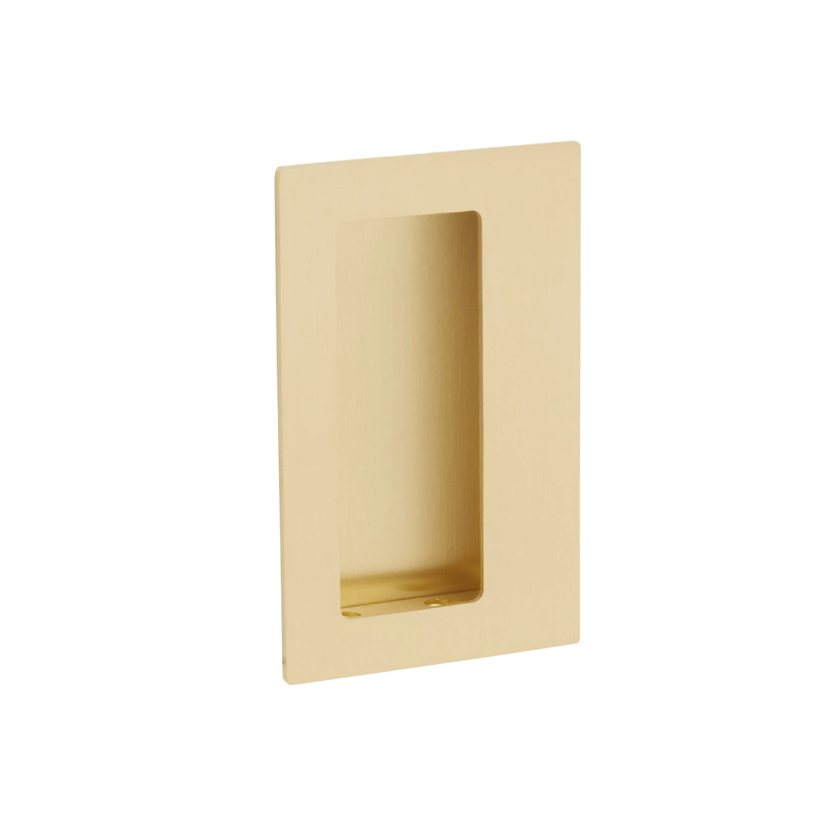 Emtek Brass Rectangular Flush Pull with Offset Pocket - 222350 - Satin Brass