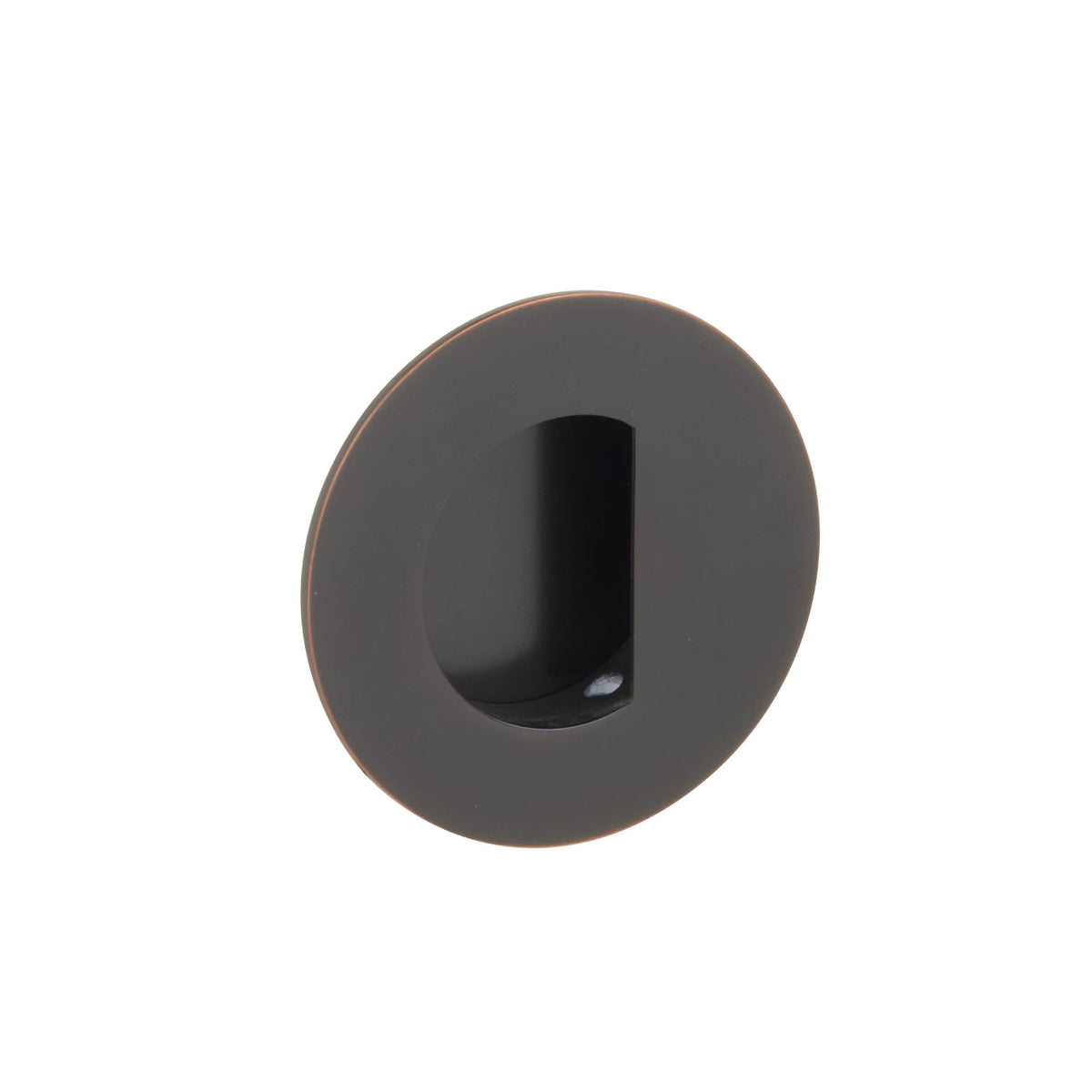 Emtek Brass Round Flush Pull with Half Moon Pocket - 222351 - Oil Rubbed Bronze