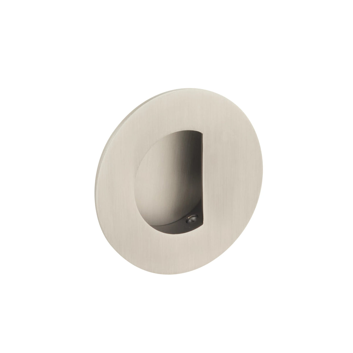 Emtek Brass Round Flush Pull with Half Moon Pocket - 222351 - Pewter