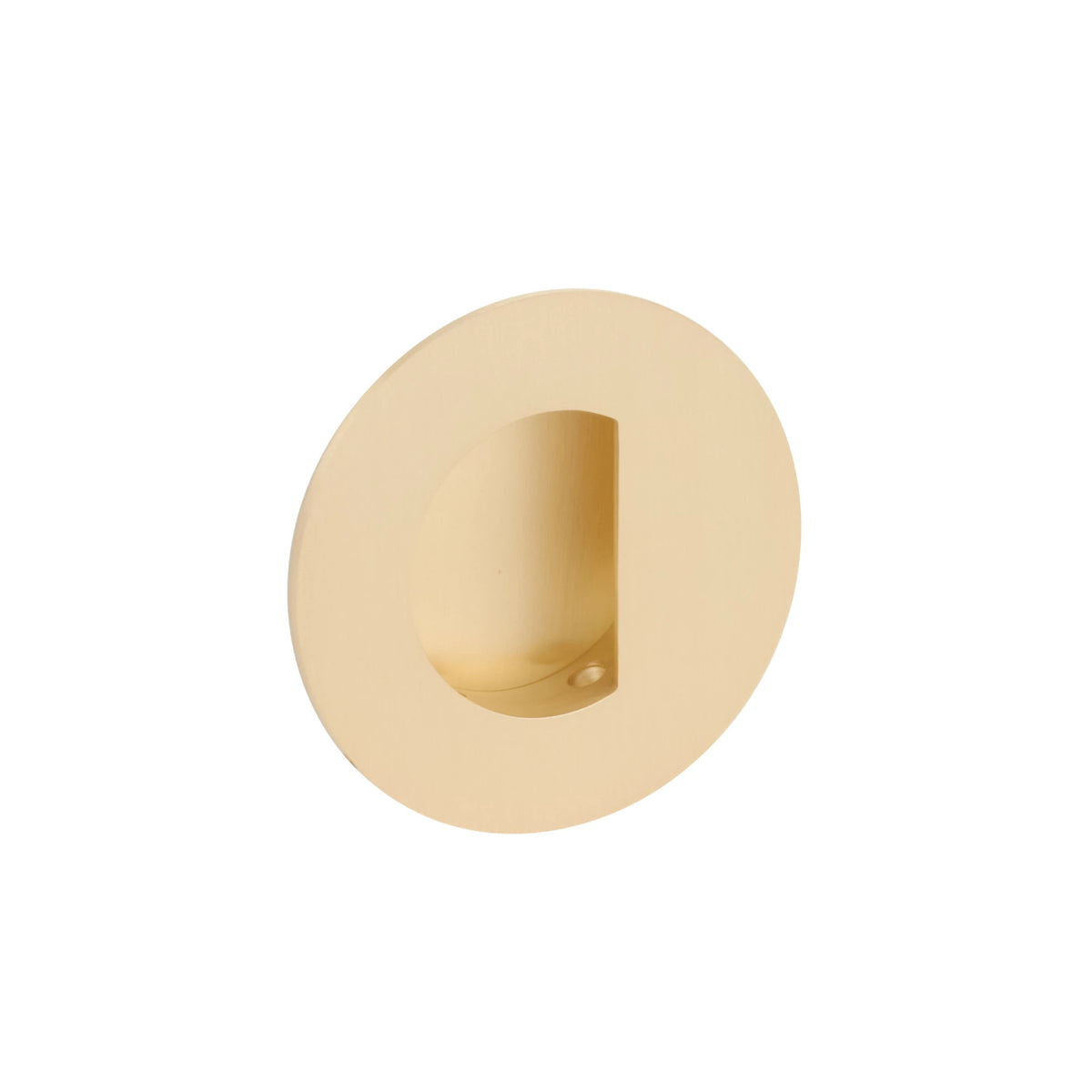 Emtek Brass Round Flush Pull with Half Moon Pocket - 222351 - Satin Brass