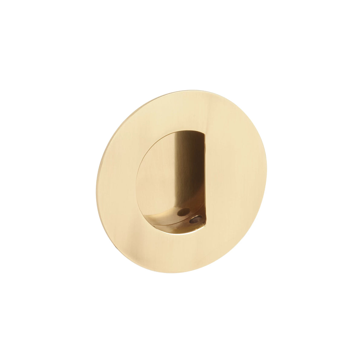 Emtek Brass Round Flush Pull with Half Moon Pocket - 222351 - French Antique