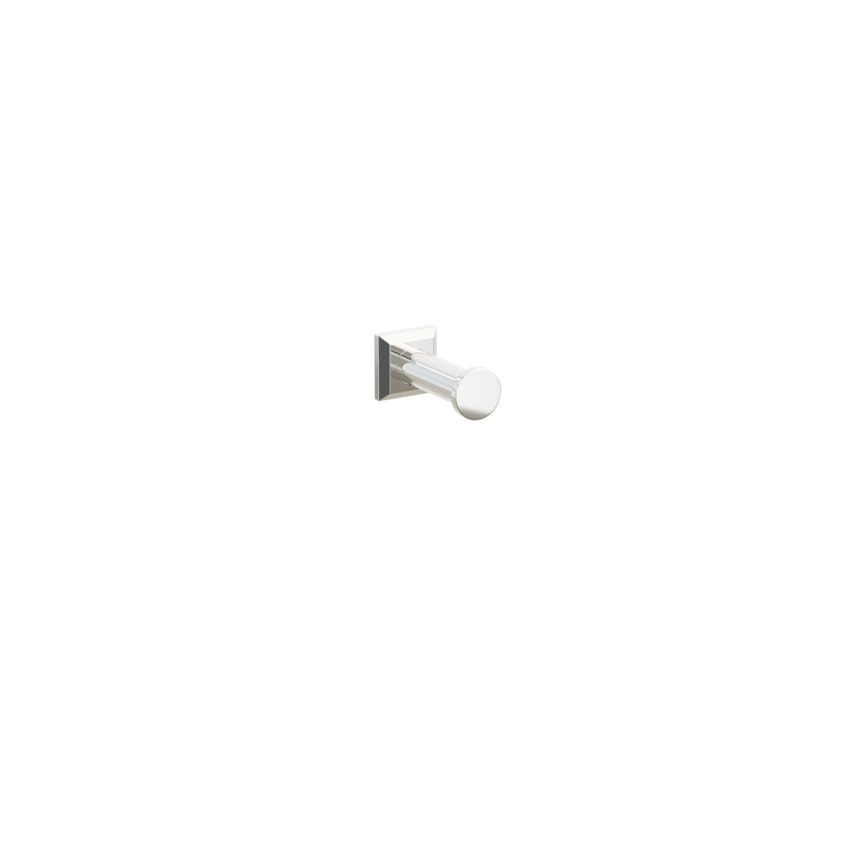 Emtek 2285 Modern Tubular Brass Single Robe Hook with Chamfered Square Rosette - Polished Nickel