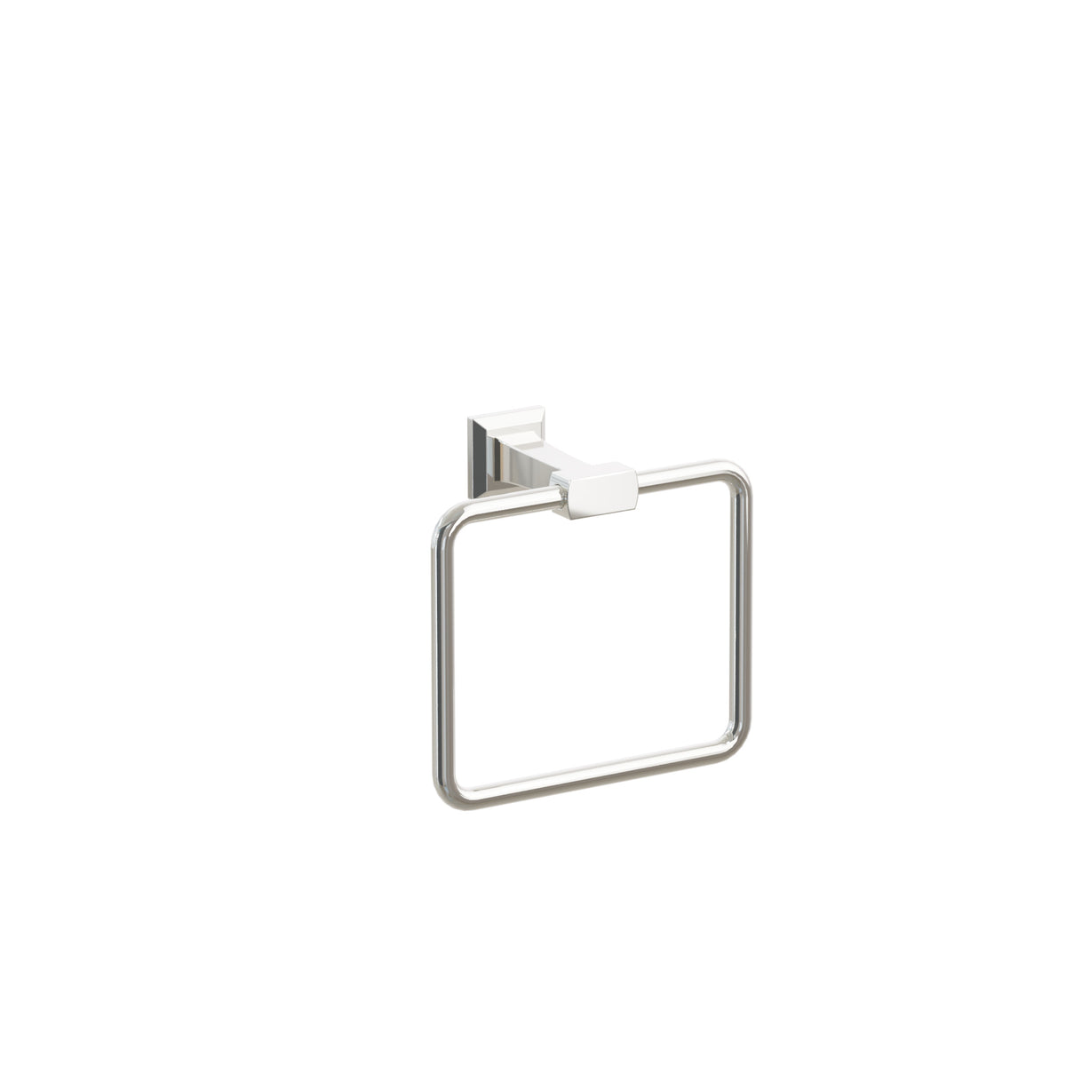 Emtek Transitional Flared Brass Towel Ring, Chamfered Square Rosette, Polished Nickel - Lifetime
