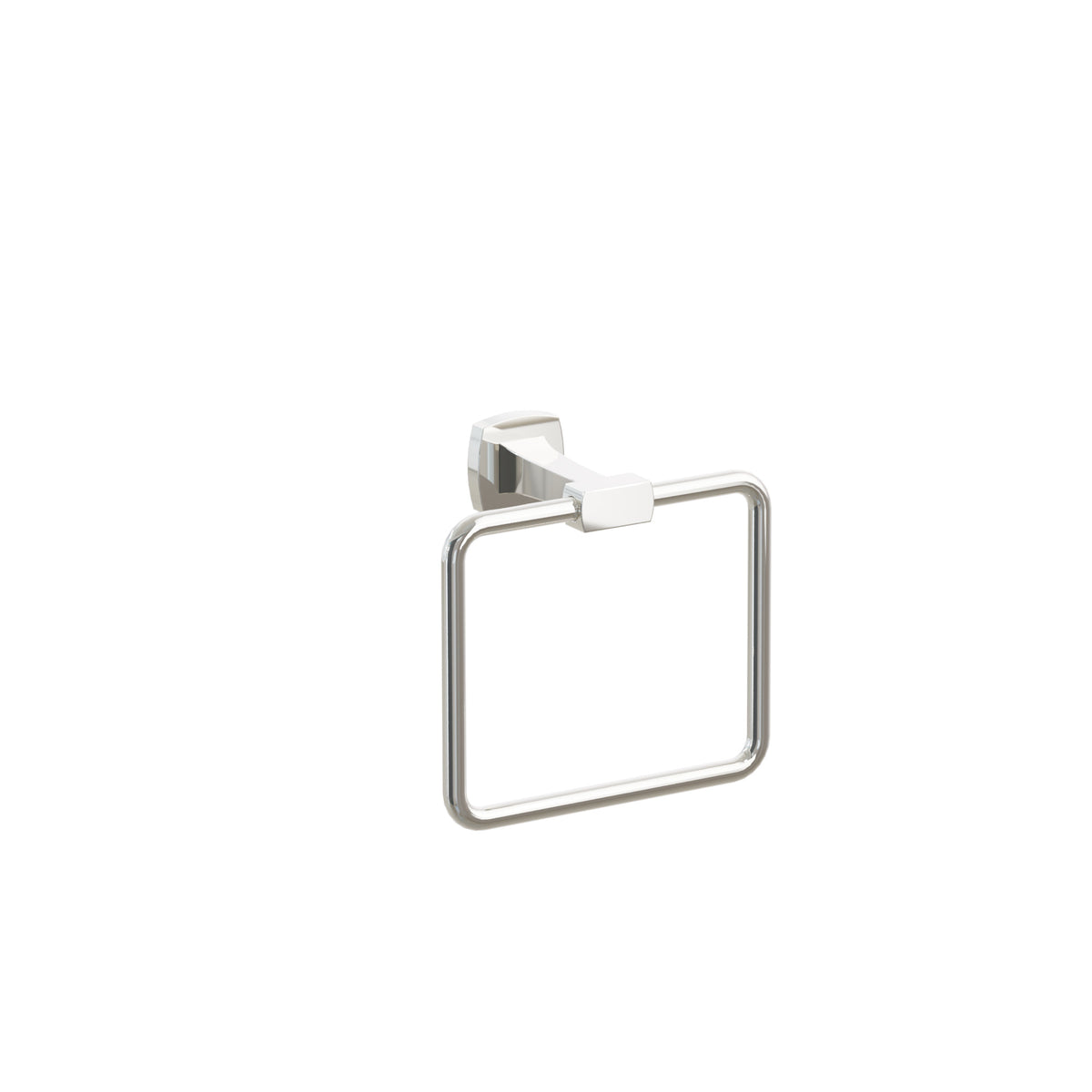Emtek Transitional Flared Brass Towel Ring, Soft Square Rosette, Polished Nickel - Lifetime