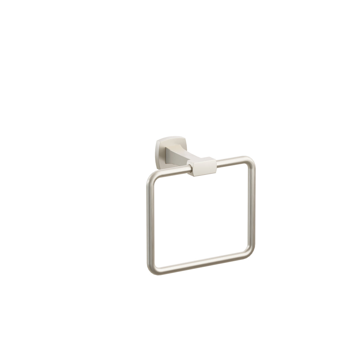 Emtek Transitional Flared Brass Towel Ring, Soft Square Rosette, Satin Nickel