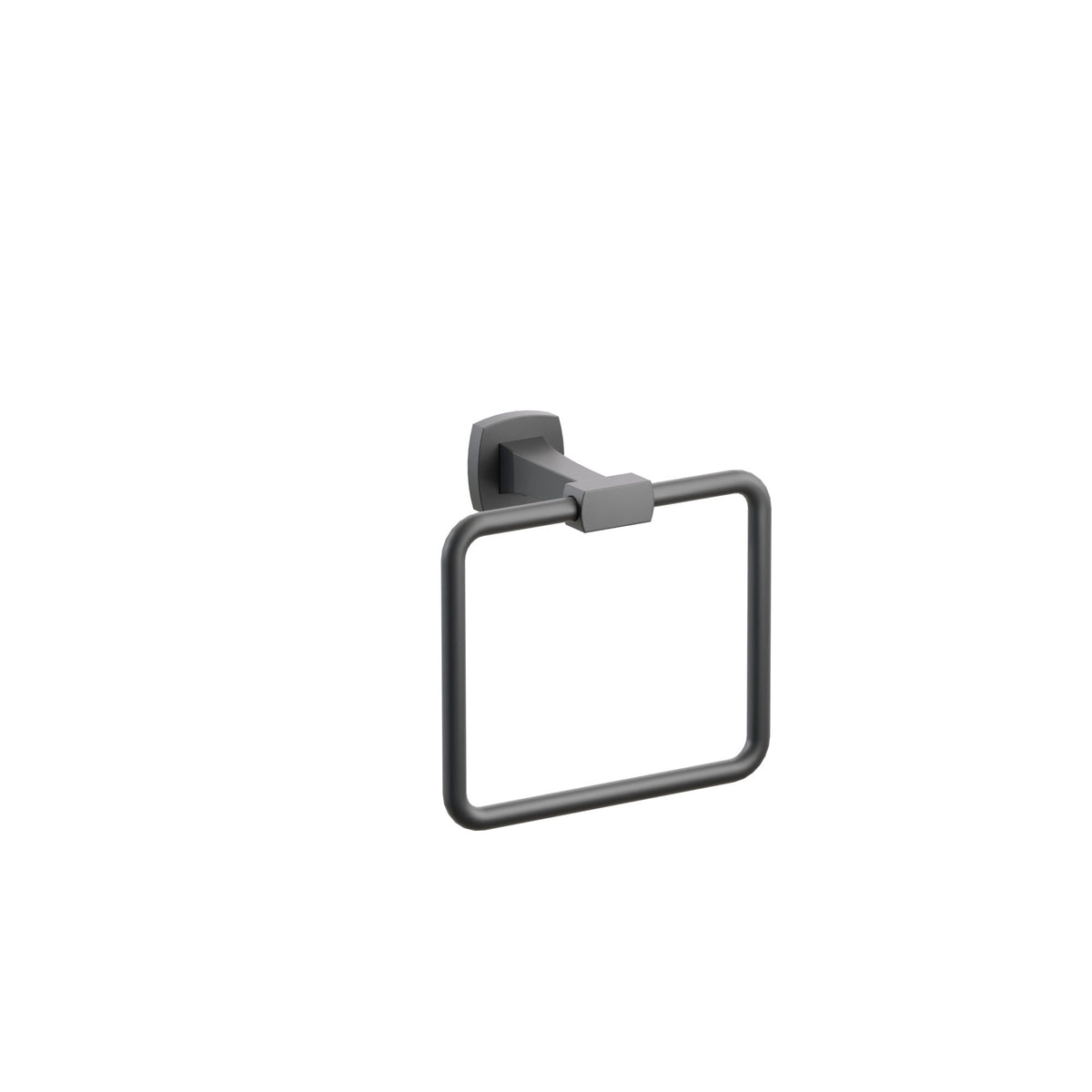 Emtek Transitional Flared Brass Towel Ring, Soft Square Rosette, Flat Black