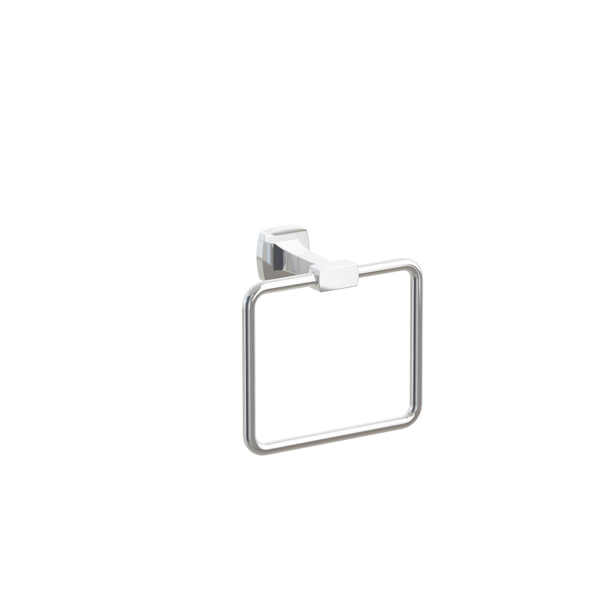Emtek Transitional Flared Brass Towel Ring, Soft Square Rosette, Polished Chrome