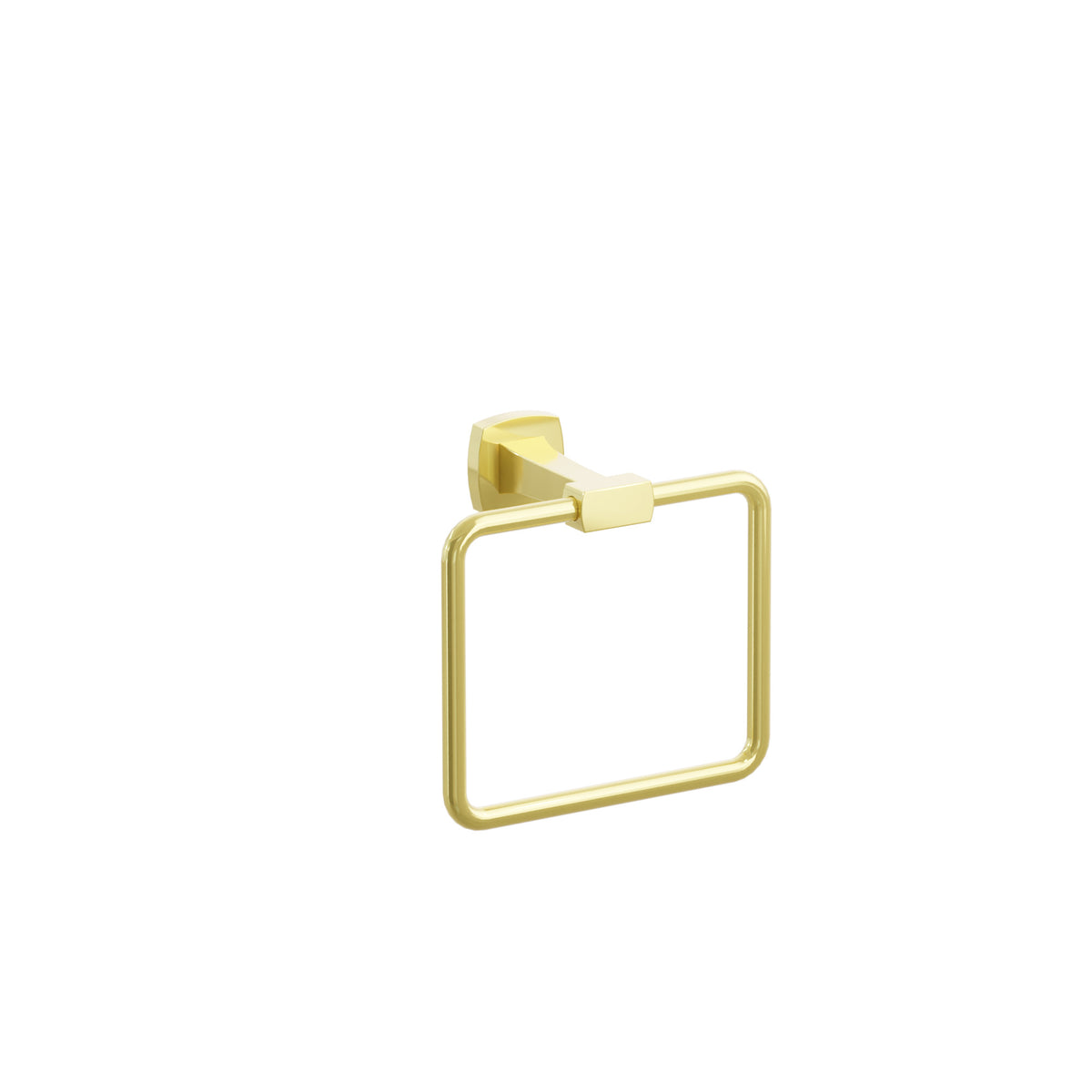 Emtek Transitional Flared Brass Towel Ring, Soft Square Rosette, Unlacquered Brass
