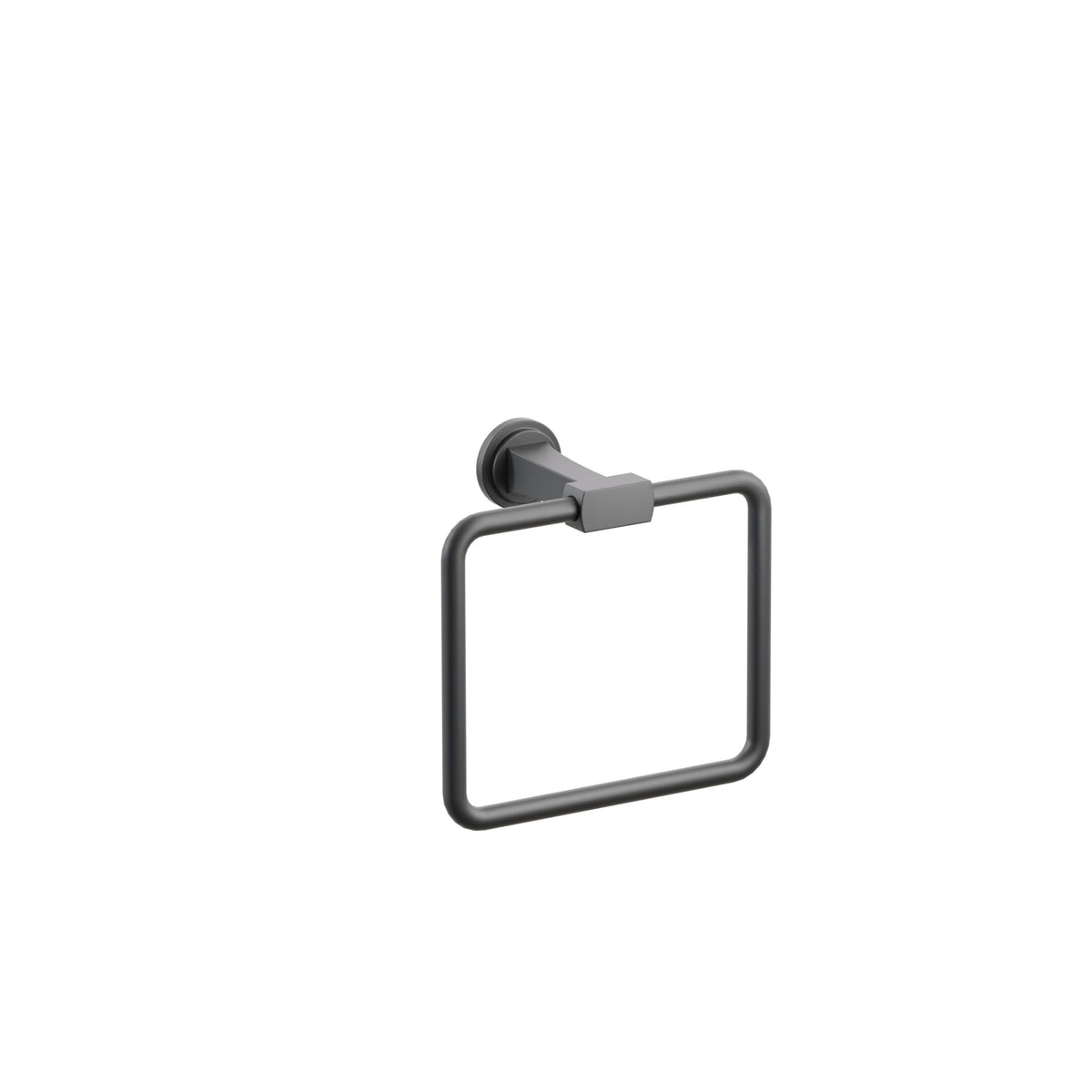 Emtek Transitional Flared Brass Towel Ring, Step Disk Rosette, Flat Black