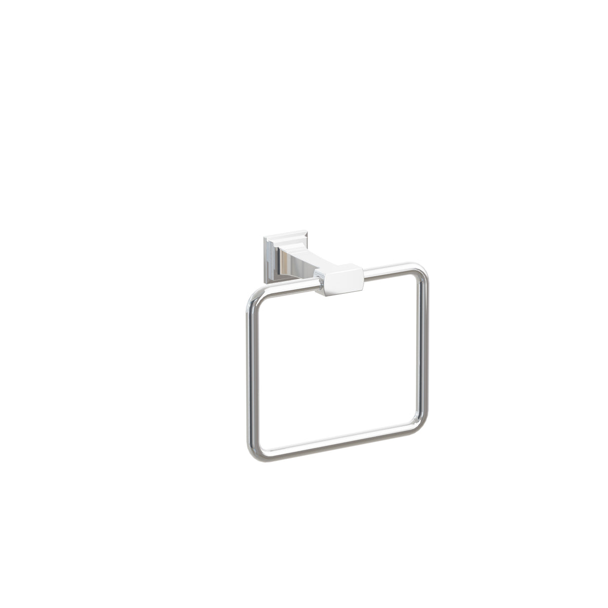 Emtek Transitional Flared Brass Towel Ring, Step Square Rosette, Polished Chrome