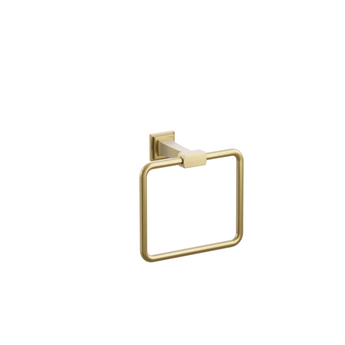 Emtek Transitional Flared Brass Towel Ring, Step Square Rosette, French Antique