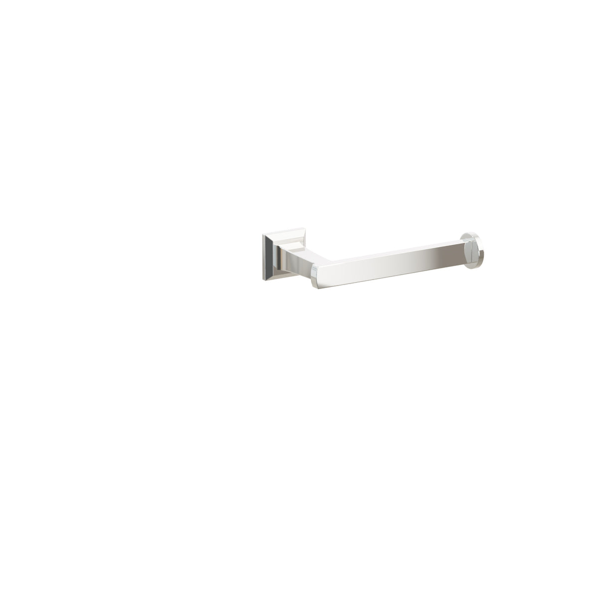 Emtek Transitional Flared Single Post Paper Holder - Chamfered Square Rosette - Polished Nickel