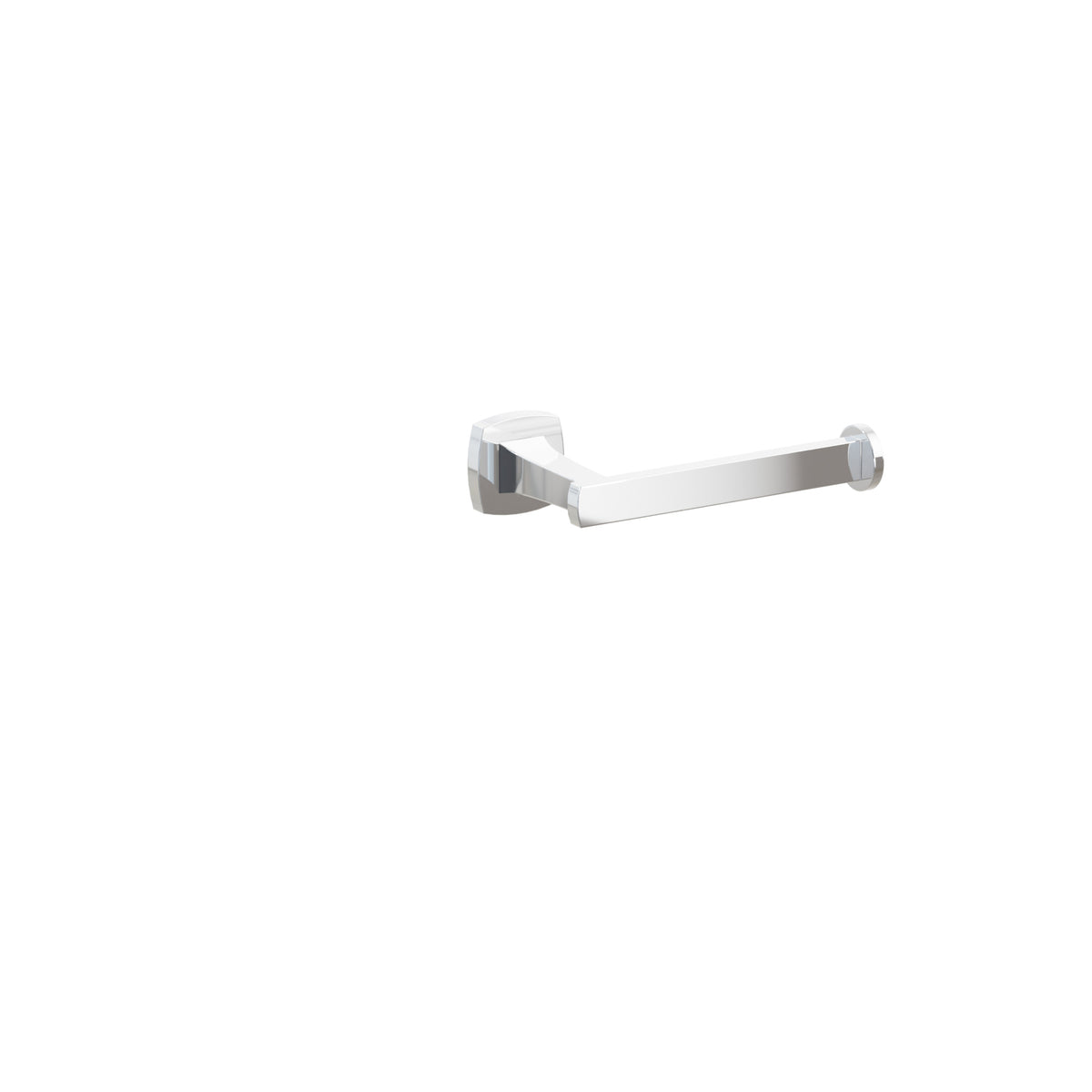 Emtek Transitional Flared Single Post Paper Holder - Soft Square Rosette - Polished Chrome