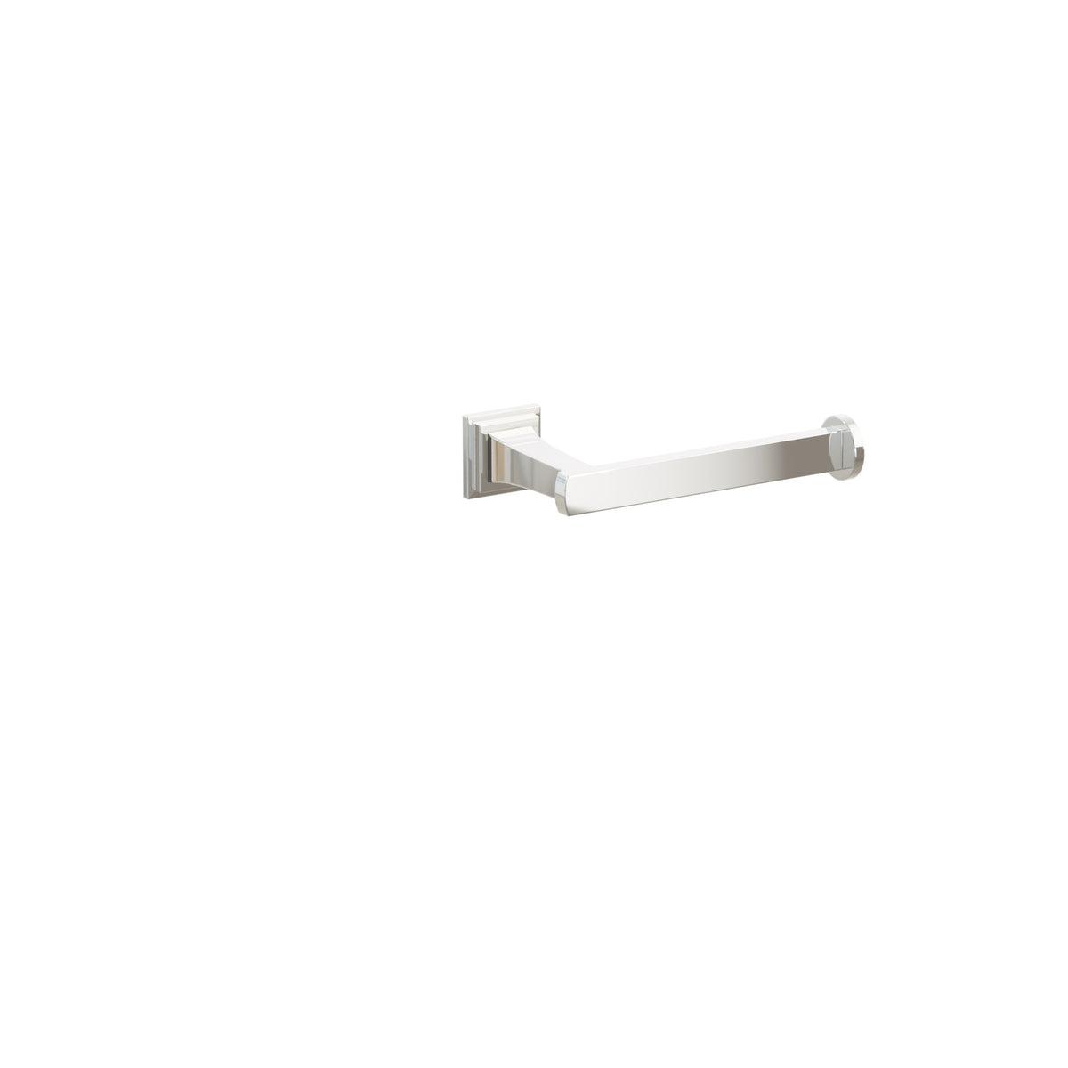 Emtek Transitional Flared Single Post Paper Holder - Step Square Rosette - Polished Nickel