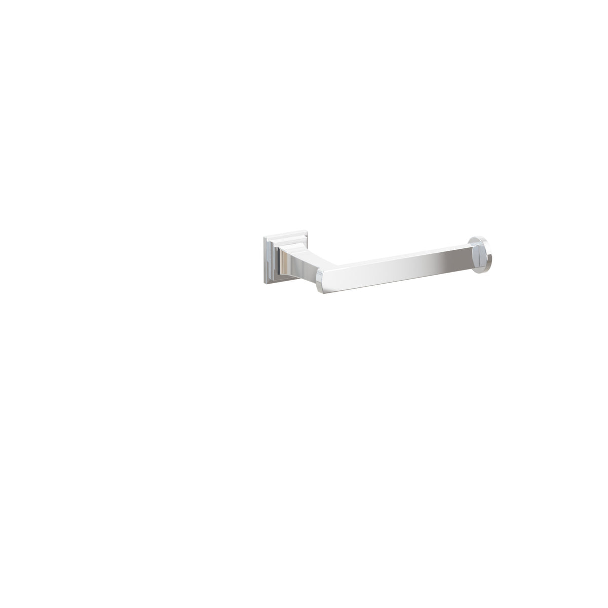 Emtek Transitional Flared Single Post Paper Holder - Step Square Rosette - Polished Chrome