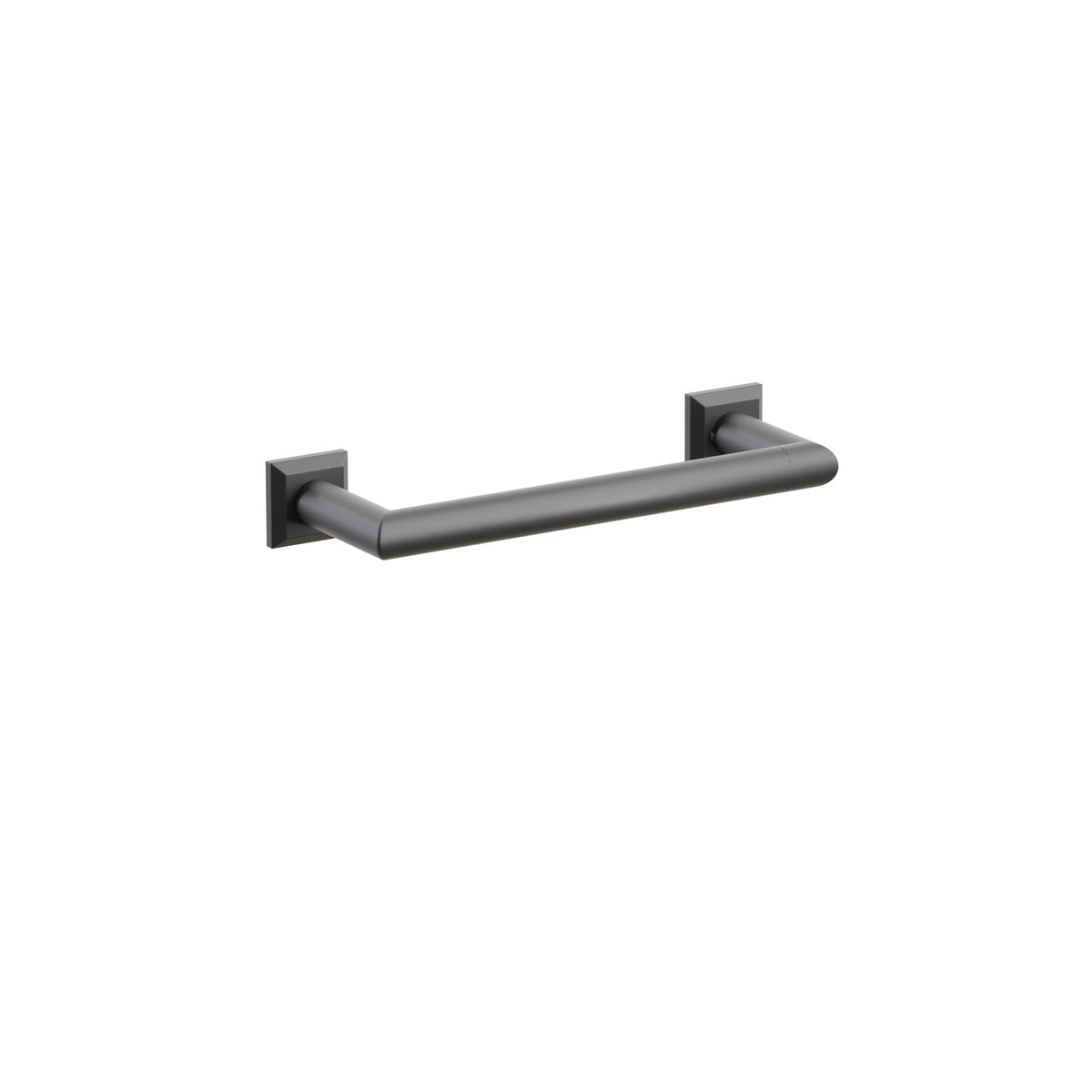 Emtek 28105CQUS19 9-inch Modern Tubular towel bar, Chamfered Square Rosette, Flat Black
