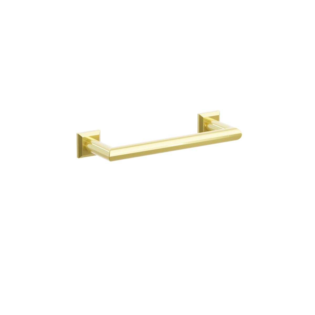 Emtek 28105CQUS3NL 9-inch Modern Tubular towel bar, Chamfered Square Rosette, Unlacquered Brass