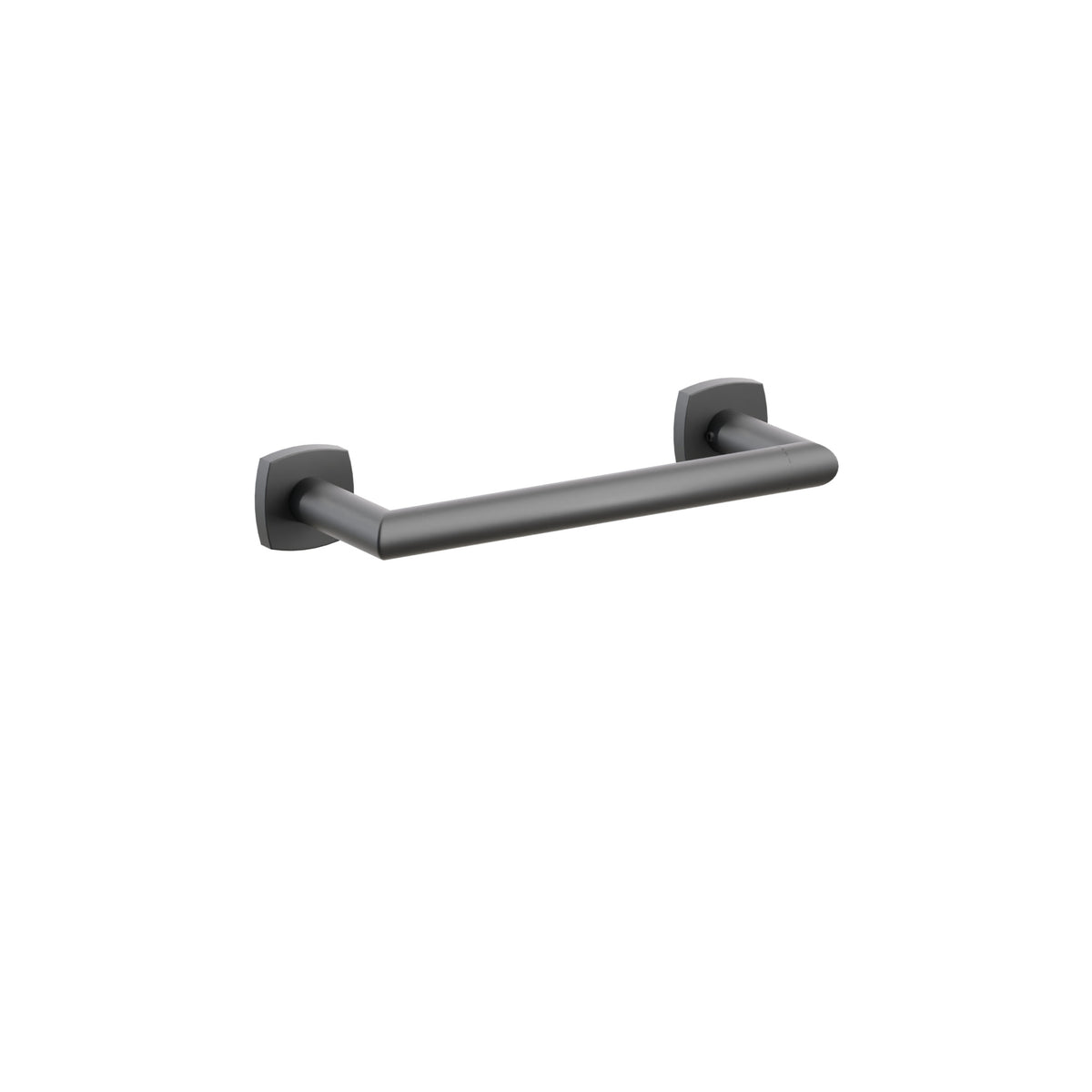 Emtek Modern Tubular towel bar, 9 inch centers, Soft Square Rosette, Flat Black – 28105FQUS19