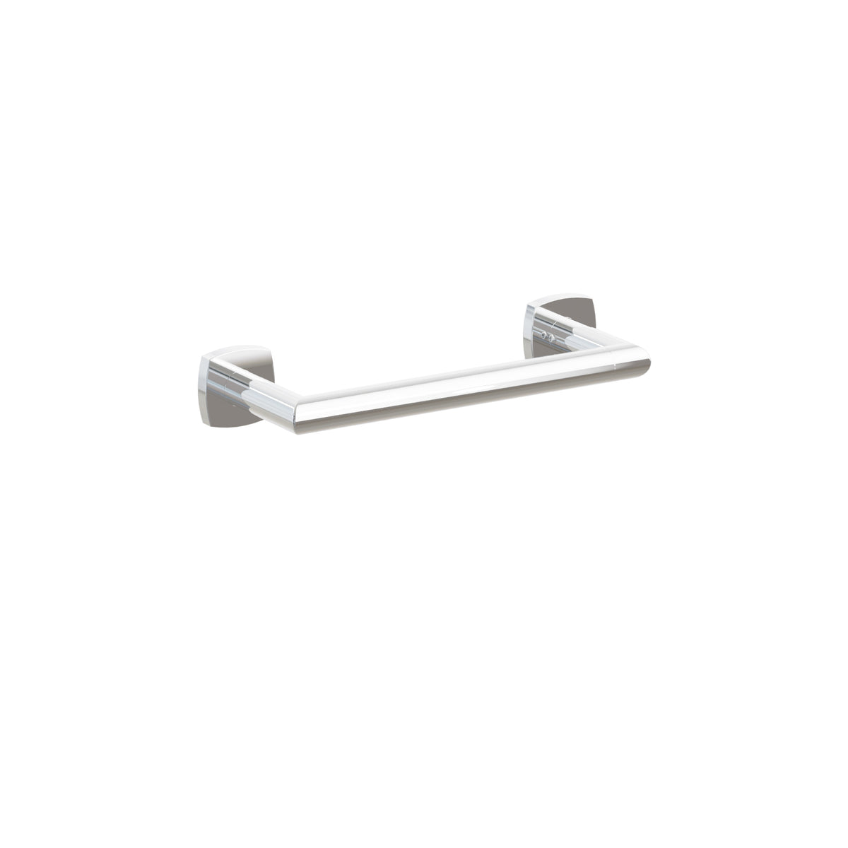 Emtek Modern Tubular towel bar, 9 inch centers, Soft Square Rosette, Polished Chrome – 28105FQUS26
