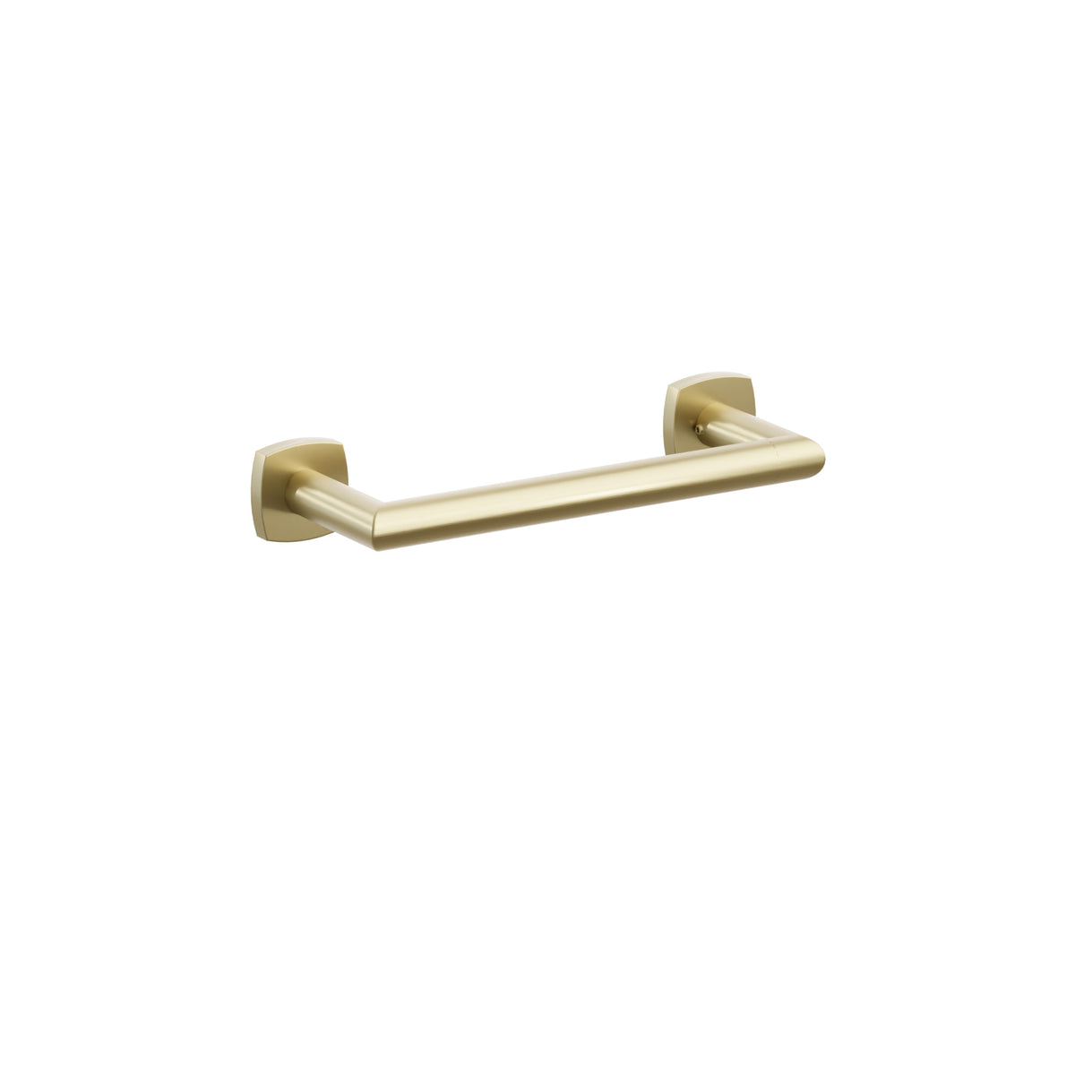 Emtek Modern Tubular towel bar, 9 inch centers, Soft Square Rosette, Satin Brass – 28105FQUS4