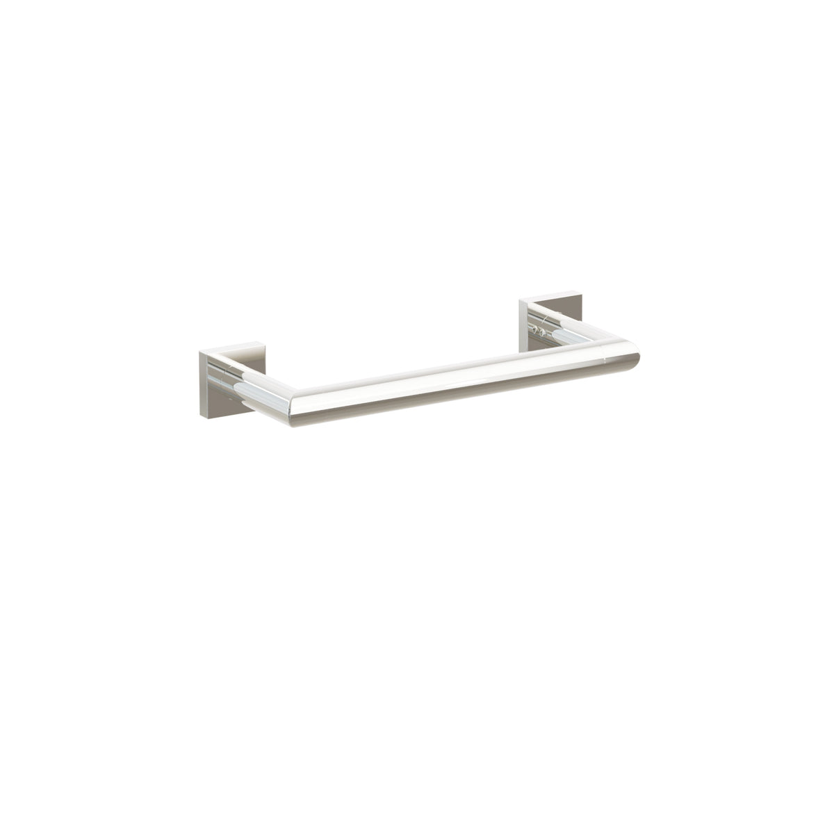 Emtek Modern Tubular towel bar, 9 inch centers, Small Square rosettes, Polished Nickel – 28105MQUS14