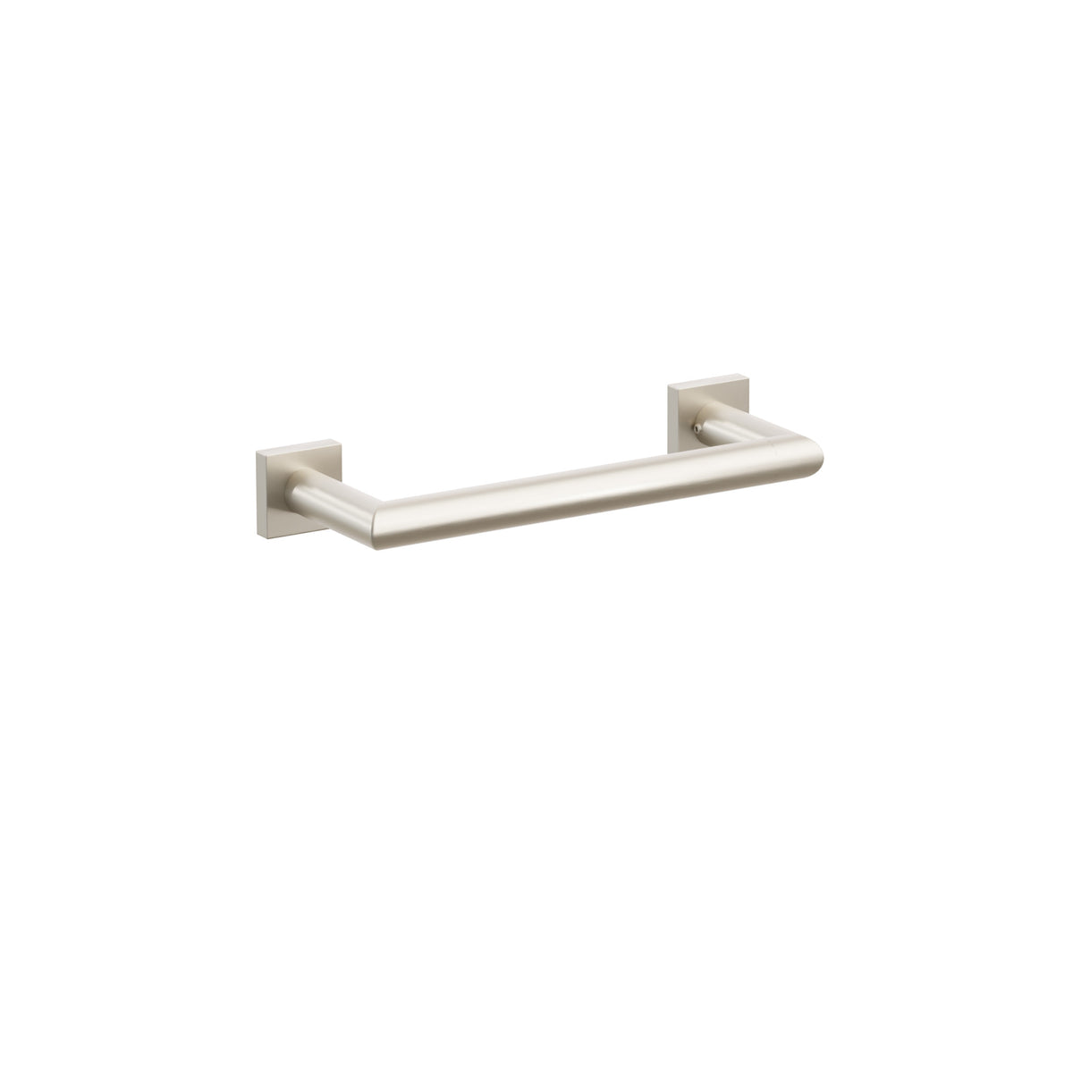Emtek Modern Tubular towel bar, 9 inch centers, Small Square rosettes, Satin Nickel – 28105MQUS15