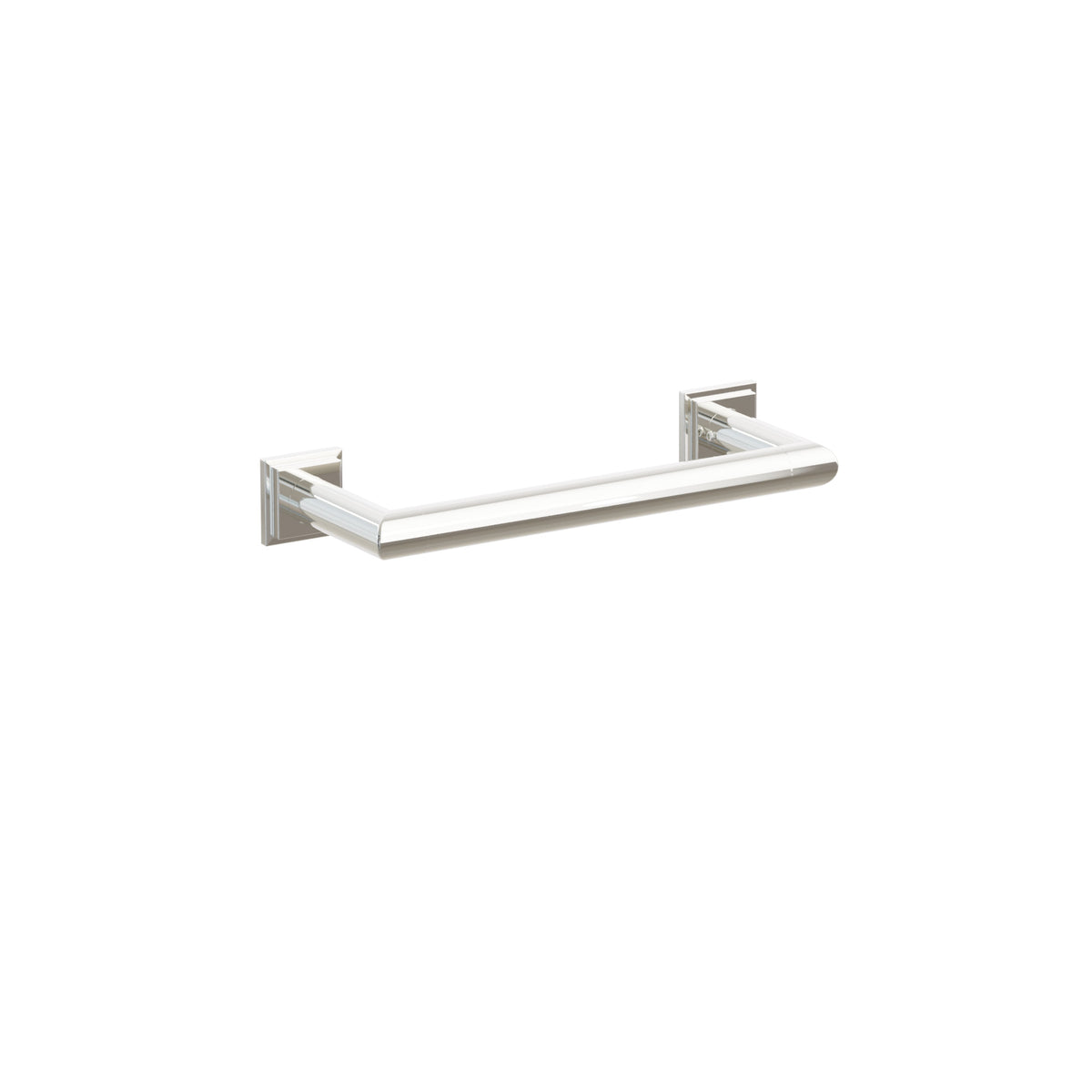 Emtek 28105TQUS14 9-inch Modern Tubular towel bar, Step Square Rosette, Polished Nickel