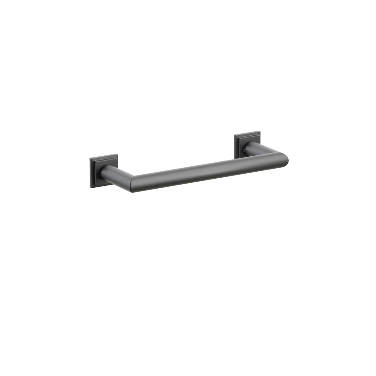 Emtek 28105TQUS19 9-inch Modern Tubular towel bar, Step Square Rosette, Flat Black