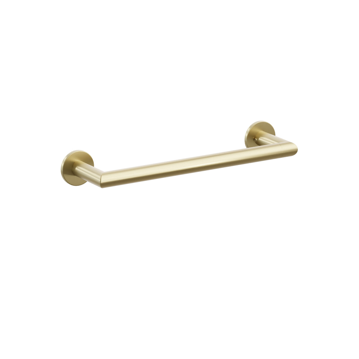 Emtek Modern Tubular towel bar, 12 inch centers, Small Disc Rosette, Satin Brass – 2810600US4