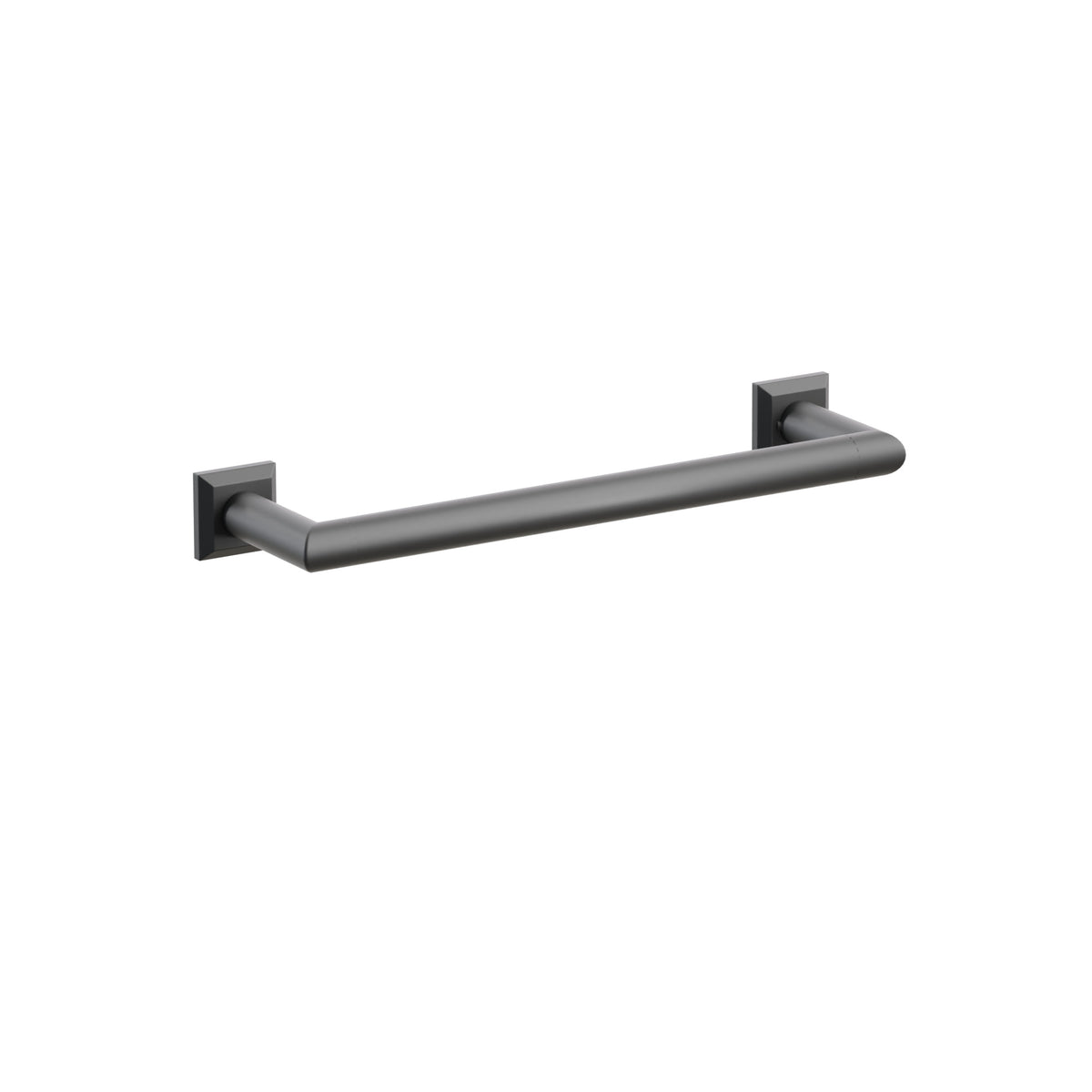 Emtek 28106CQUS19 12-inch Modern Tubular towel bar, Chamfered Square Rosette, Flat Black