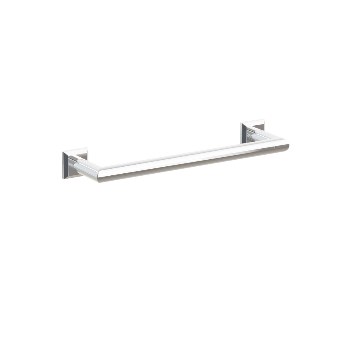 Emtek 28106CQUS26 12-inch Modern Tubular towel bar, Chamfered Square Rosette, Polished Chrome