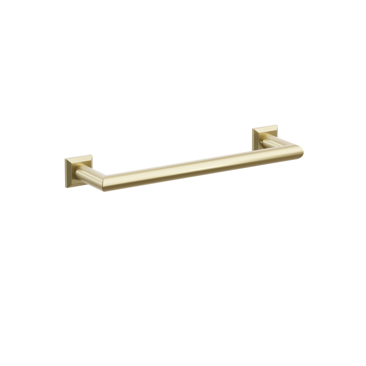 Emtek 28106CQUS4 12-inch Modern Tubular towel bar, Chamfered Square Rosette, Satin Brass