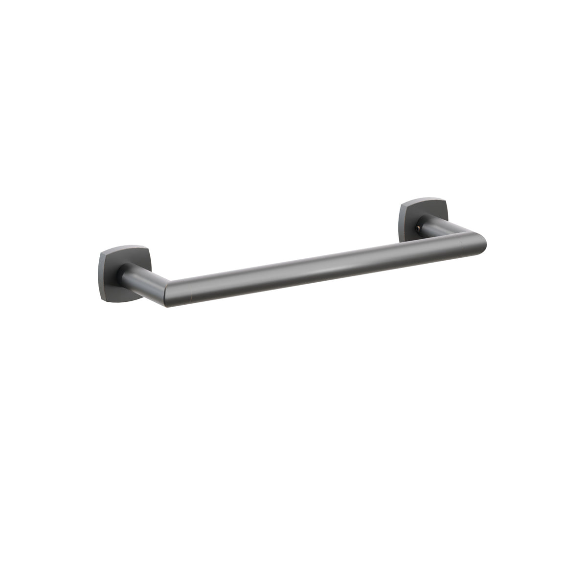 Emtek Modern Tubular towel bar, 12 inch centers, Soft Square Rosette, Oil Rubbed Bronze – 28106FQUS10B
