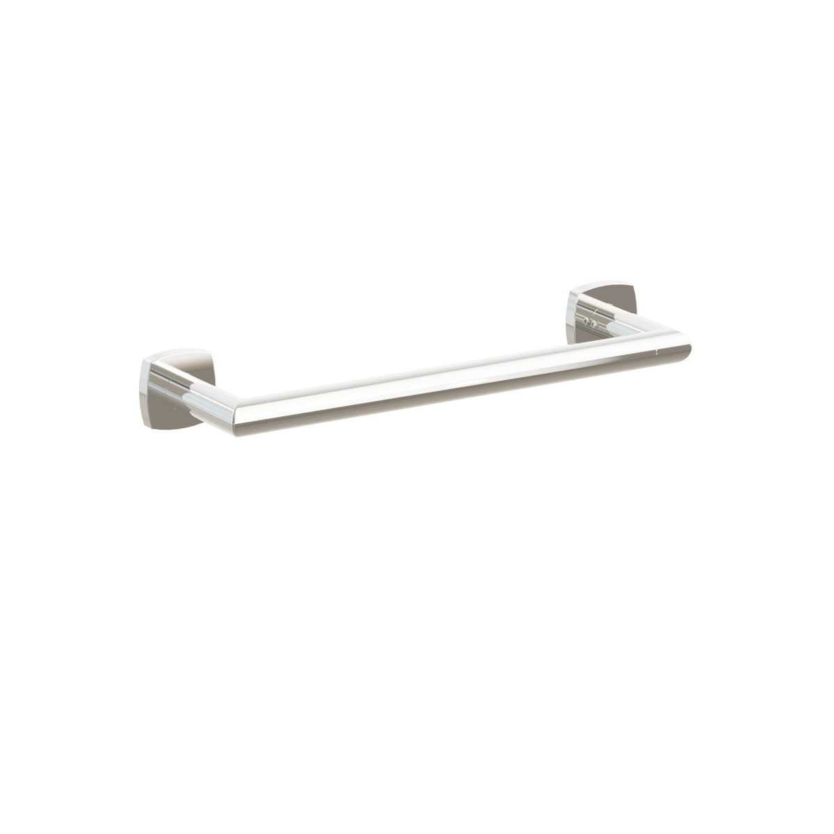 Emtek Modern Tubular towel bar, 12 inch centers, Soft Square Rosette, Polished Nickel – 28106FQUS14
