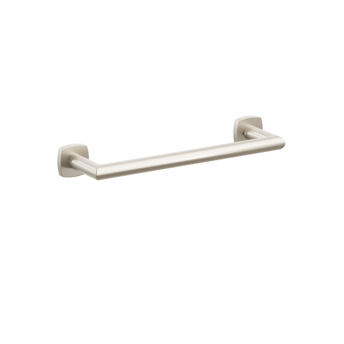 Emtek Modern Tubular towel bar, 12 inch centers, Soft Square Rosette, Satin Nickel – 28106FQUS15