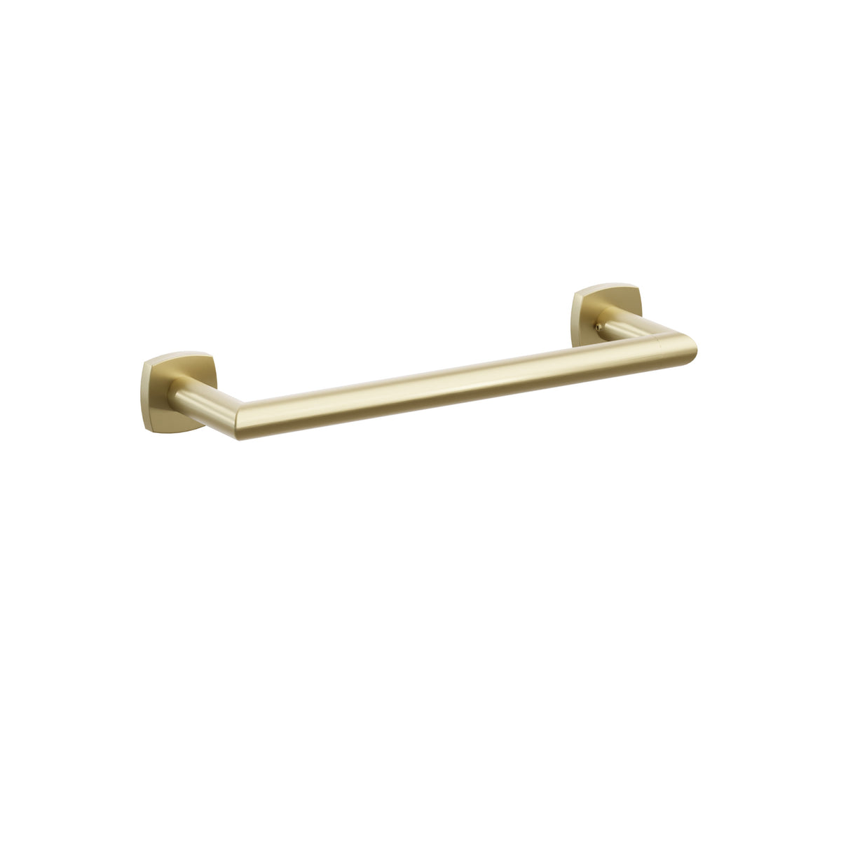 Emtek Modern Tubular towel bar, 12 inch centers, Soft Square Rosette, Satin Brass – 28106FQUS4