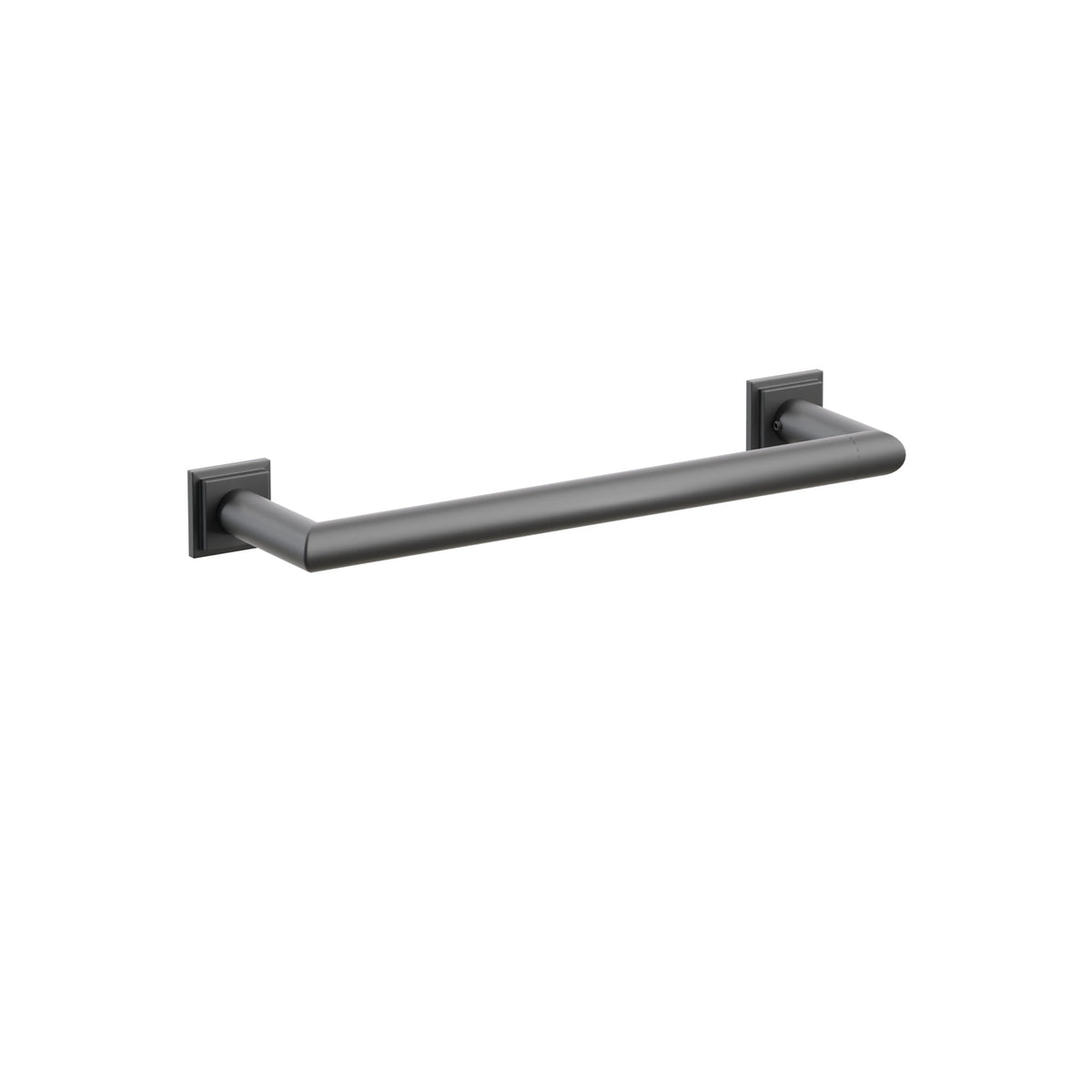 Emtek 28106TQUS19 12-inch Modern Tubular towel bar, Step Square Rosette, Flat Black