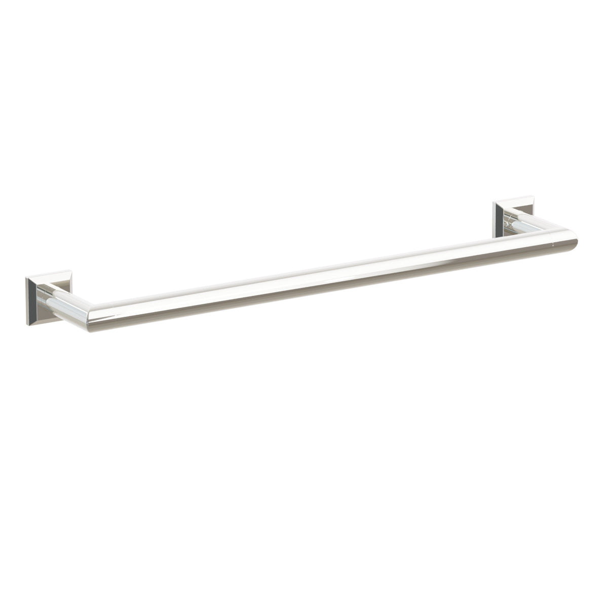 Emtek 28107CQUS14 18-inch Modern Tubular towel bar, Chamfered Square Rosette, Polished Nickel