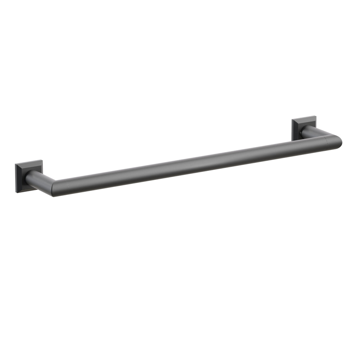 Emtek 28107CQUS19 18-inch Modern Tubular towel bar, Chamfered Square Rosette, Flat Black