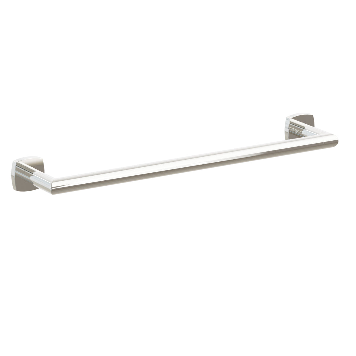 Emtek Modern Tubular towel bar, 18 inch centers, Soft Square Rosette, Polished Nickel – 28107FQUS14