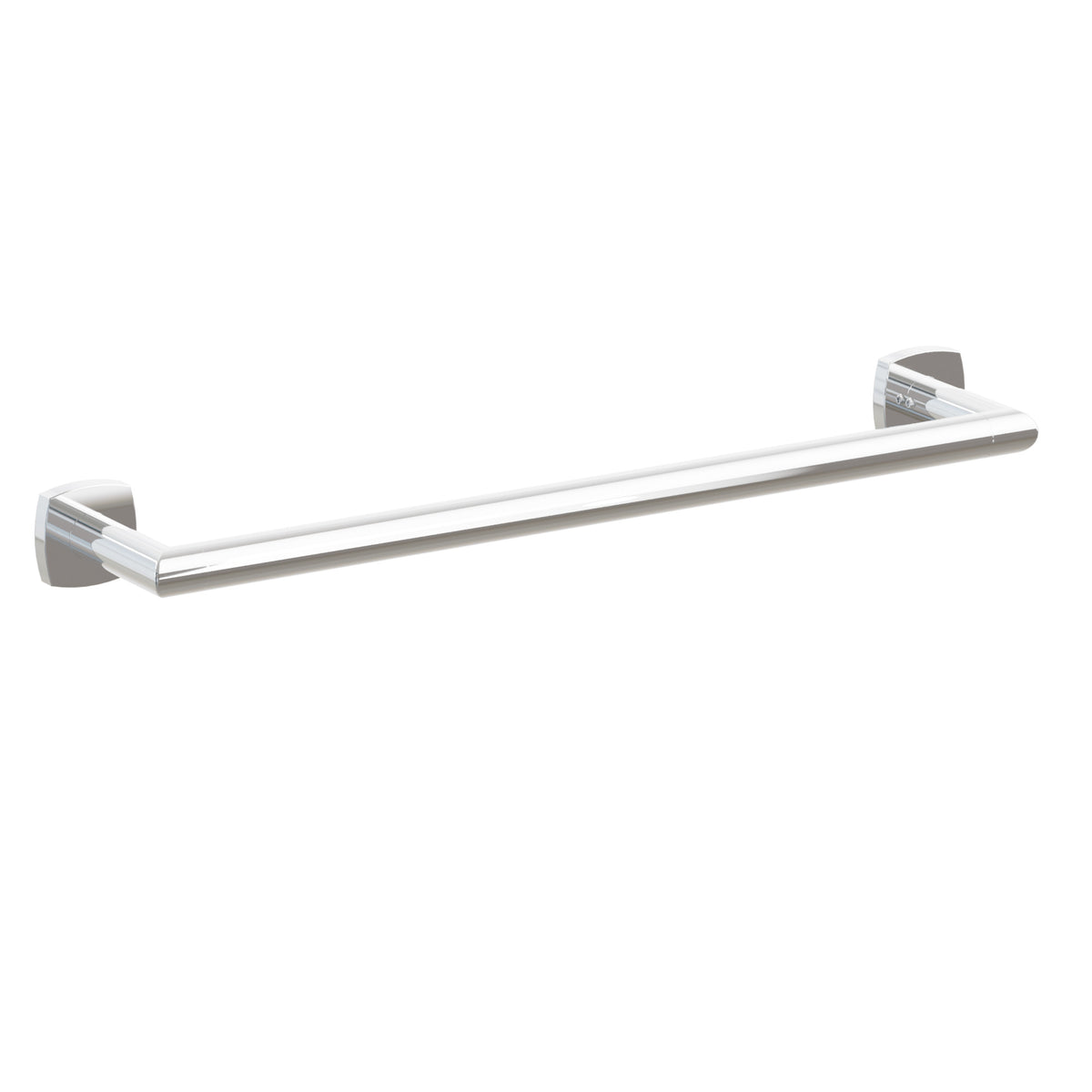 Emtek Modern Tubular towel bar, 18 inch centers, Soft Square Rosette, Polished Chrome – 28107FQUS26