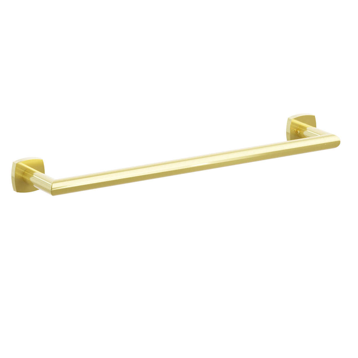 Emtek Modern Tubular towel bar, 18 inch centers, Soft Square Rosette, Unlacquered Brass – 28107FQUS3NL