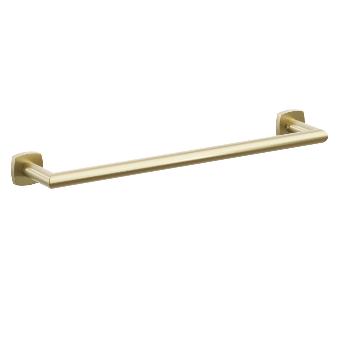Emtek Modern Tubular towel bar, 18 inch centers, Soft Square Rosette, Satin Brass – 28107FQUS4